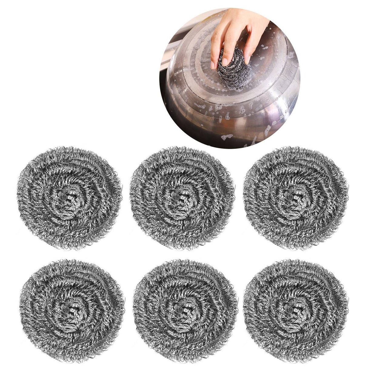 20Pcs Stainless Steel Scrubber Steel Wire Ball Dish Bowl Pot Scouring Brush Kitchen Cleaning Tool