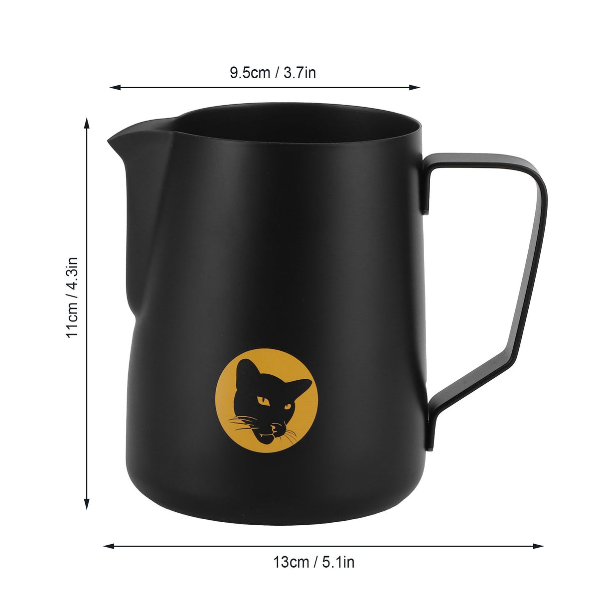 600ml Coffee Cup Mug Multi Purpose 304 Stainless Steel Milk Frothing Pitcher Black