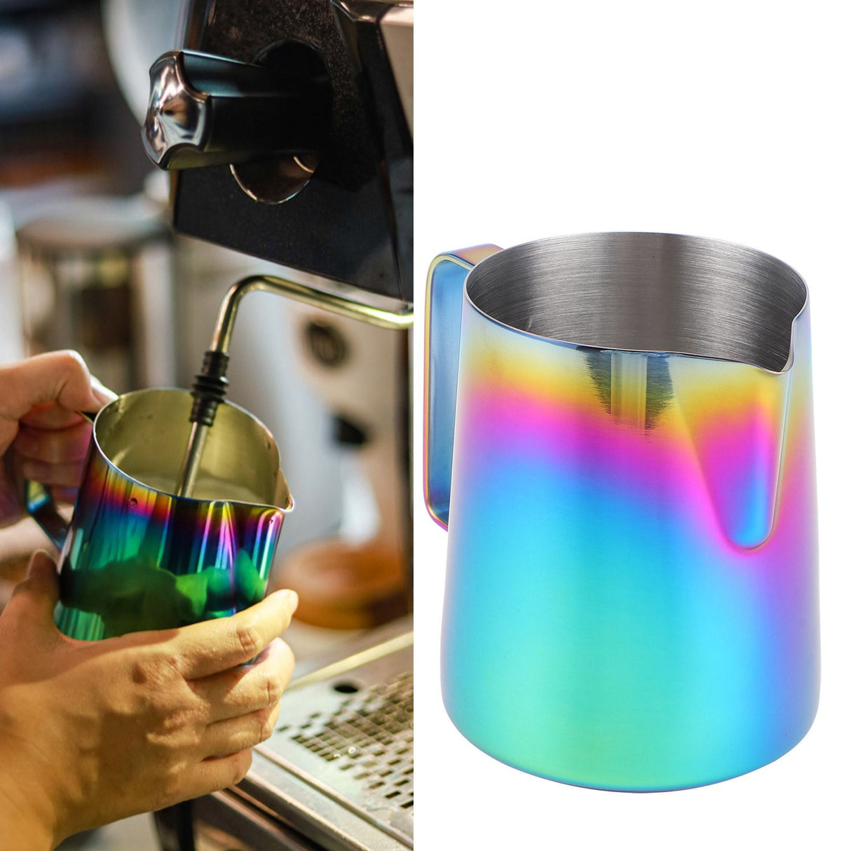 350ml Coffee Pitcher Latte Art Making Cup Colorful Milk Frothing Pitcher with Scale