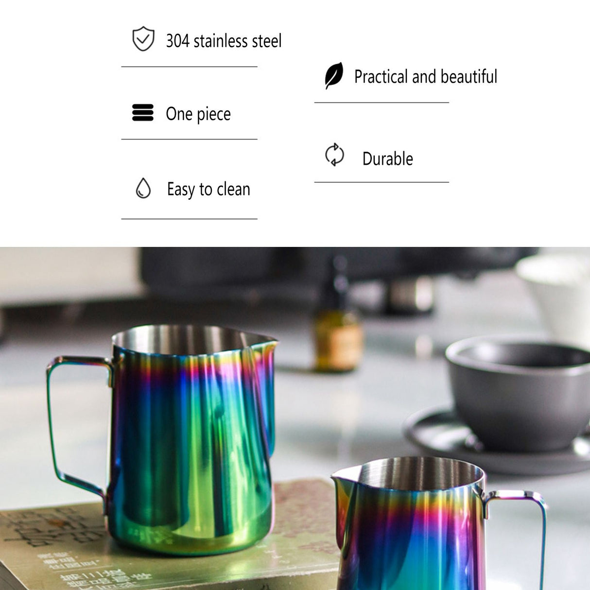 350ml Coffee Pitcher Latte Art Making Cup Colorful Milk Frothing Pitcher with Scale
