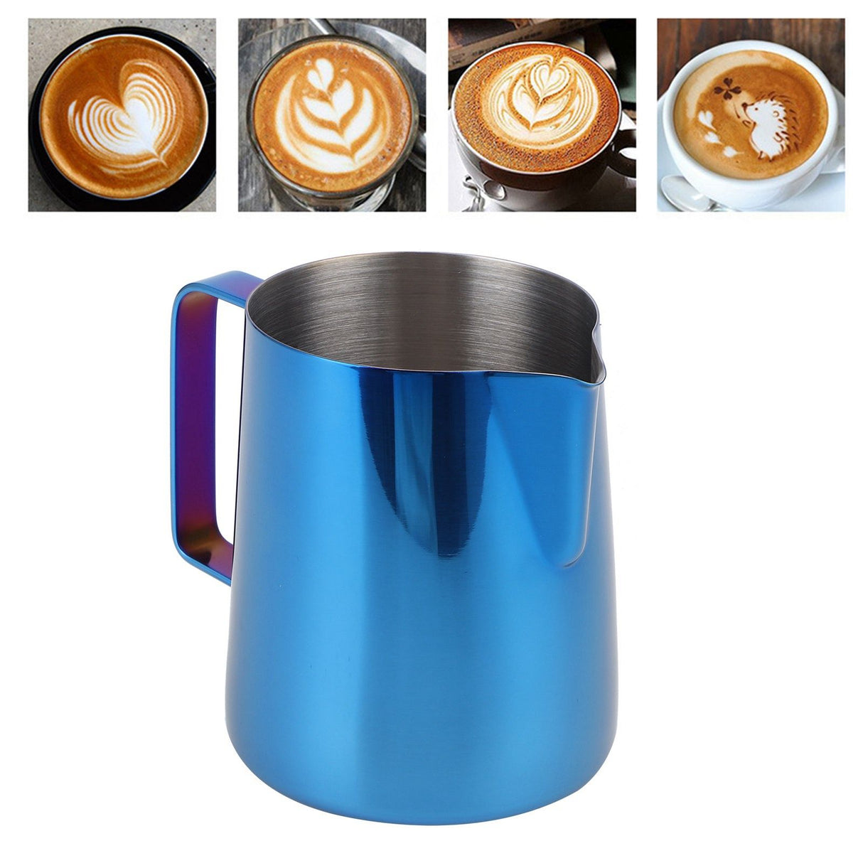 Coffee Art Pitcher Latte Milk Frothing Cup Pitcher Coffee Making Tool Supplies without Scale350ml Blue