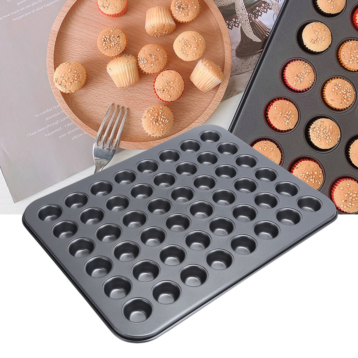 48Cup NonStick Mini Round Cupcake Pan Tray Baking Mould Bakeware Cooking Accessory