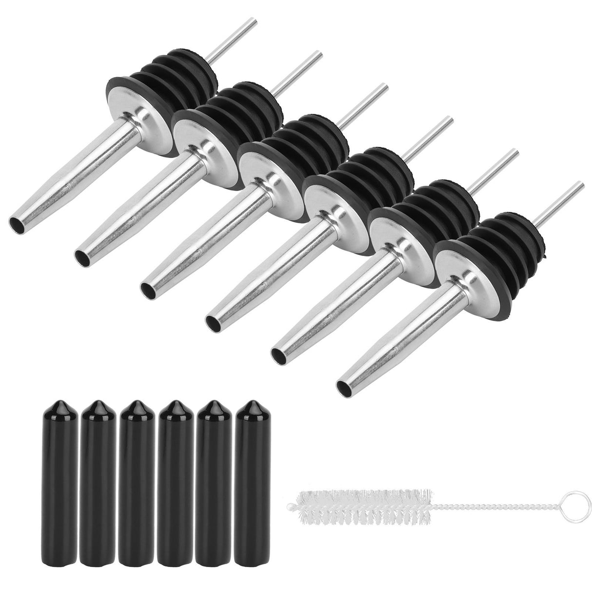 Stainless Steel Pourer Silicone Classic Bottle Pour Liquor Dust Cap Brush Wine Opener