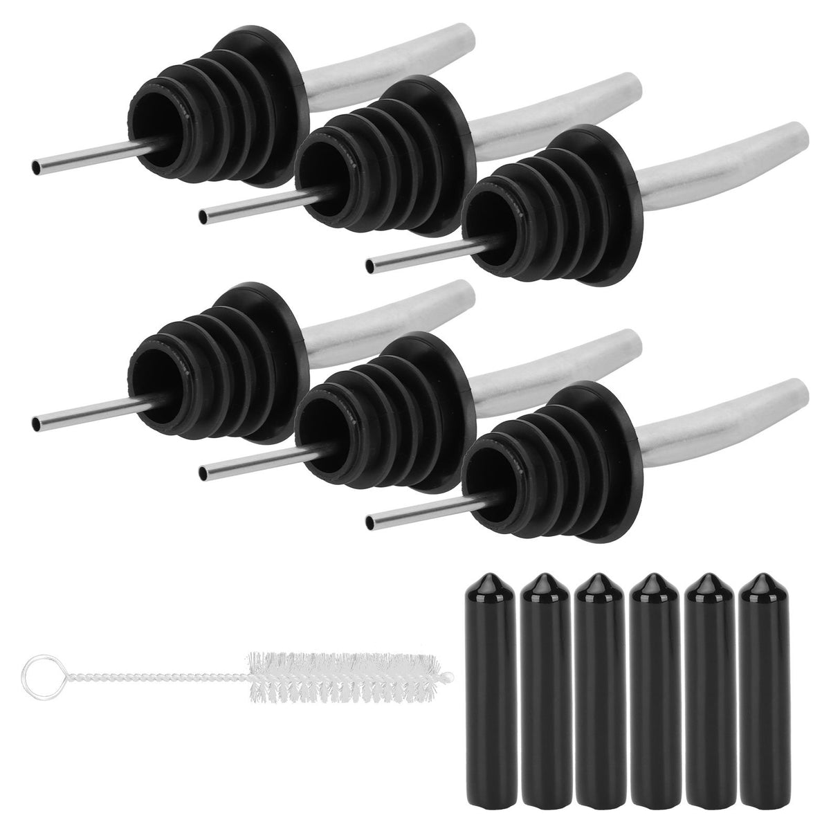 Stainless Steel Pourer Silicone Classic Bottle Pour Liquor Dust Cap Brush Wine Opener