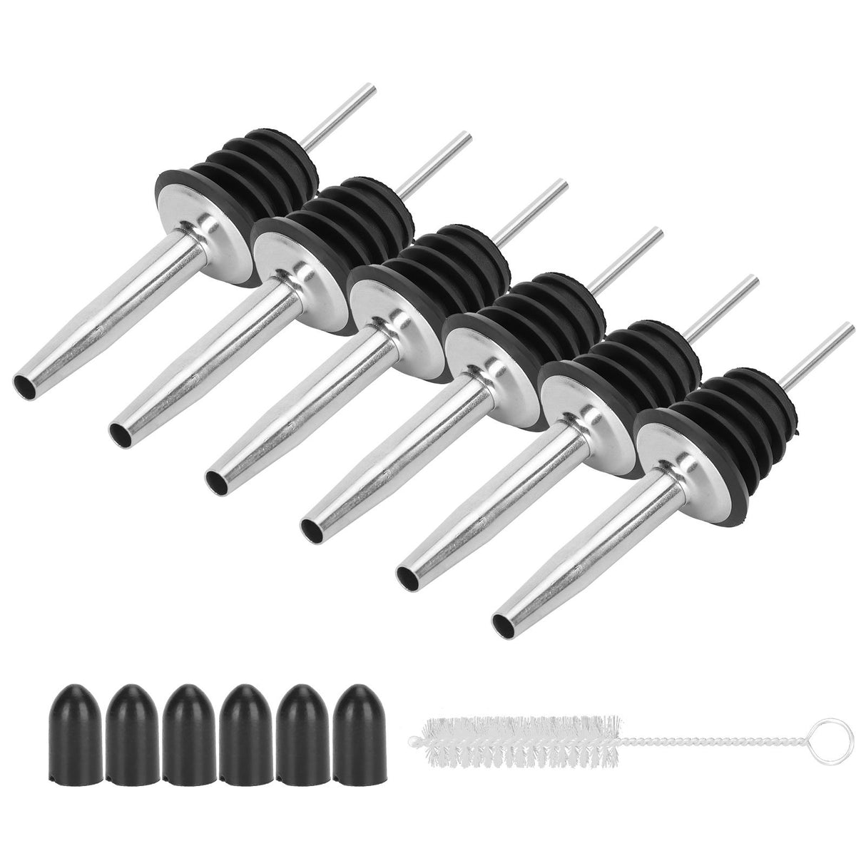 Wine Pourer Bottle Dispenser Spout Cone Nozzle W/Silicone Dust Cap 304 Stainless Steel