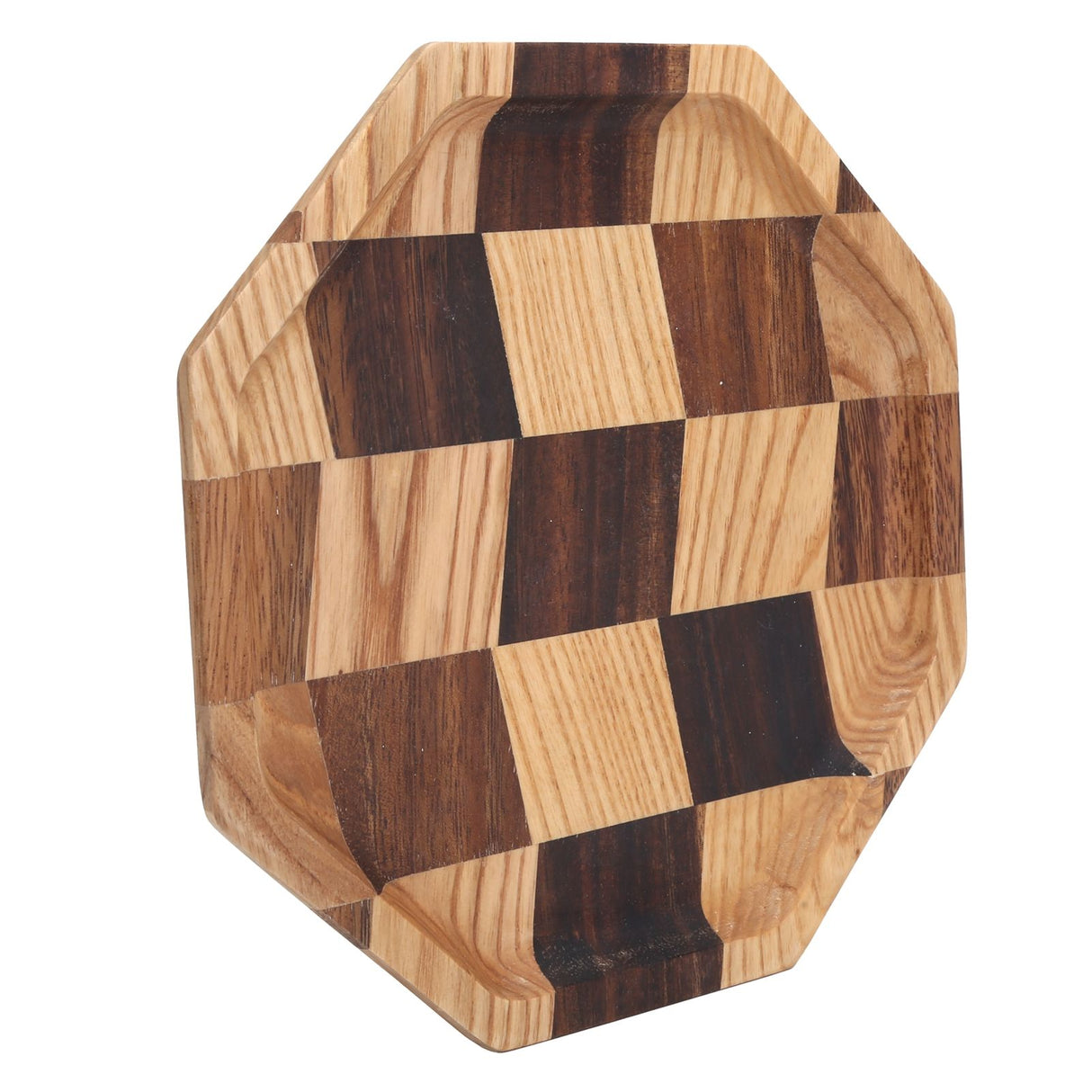 Grid Pattern Wood Plate Fruit Dishes Holder Tea Tray Dessert Dinner Bread Serving Tray20x20cm