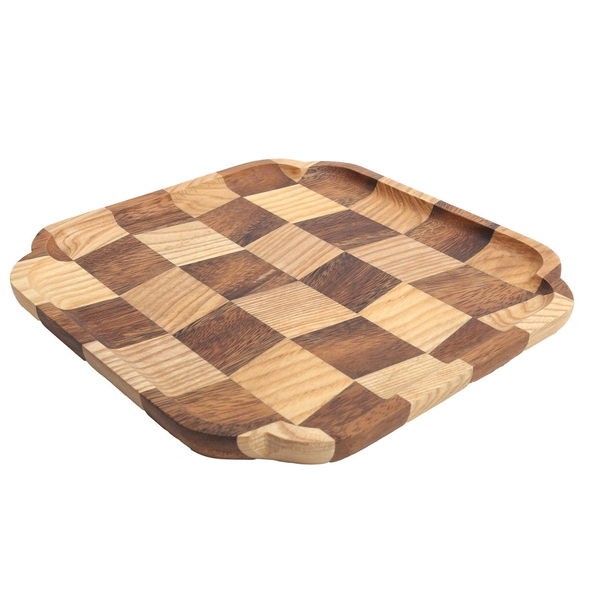 Wooden Pan Tea Tray Dish Bowl Fruit Salad Bread Serving Plate Kitchen Tableware25x25cm