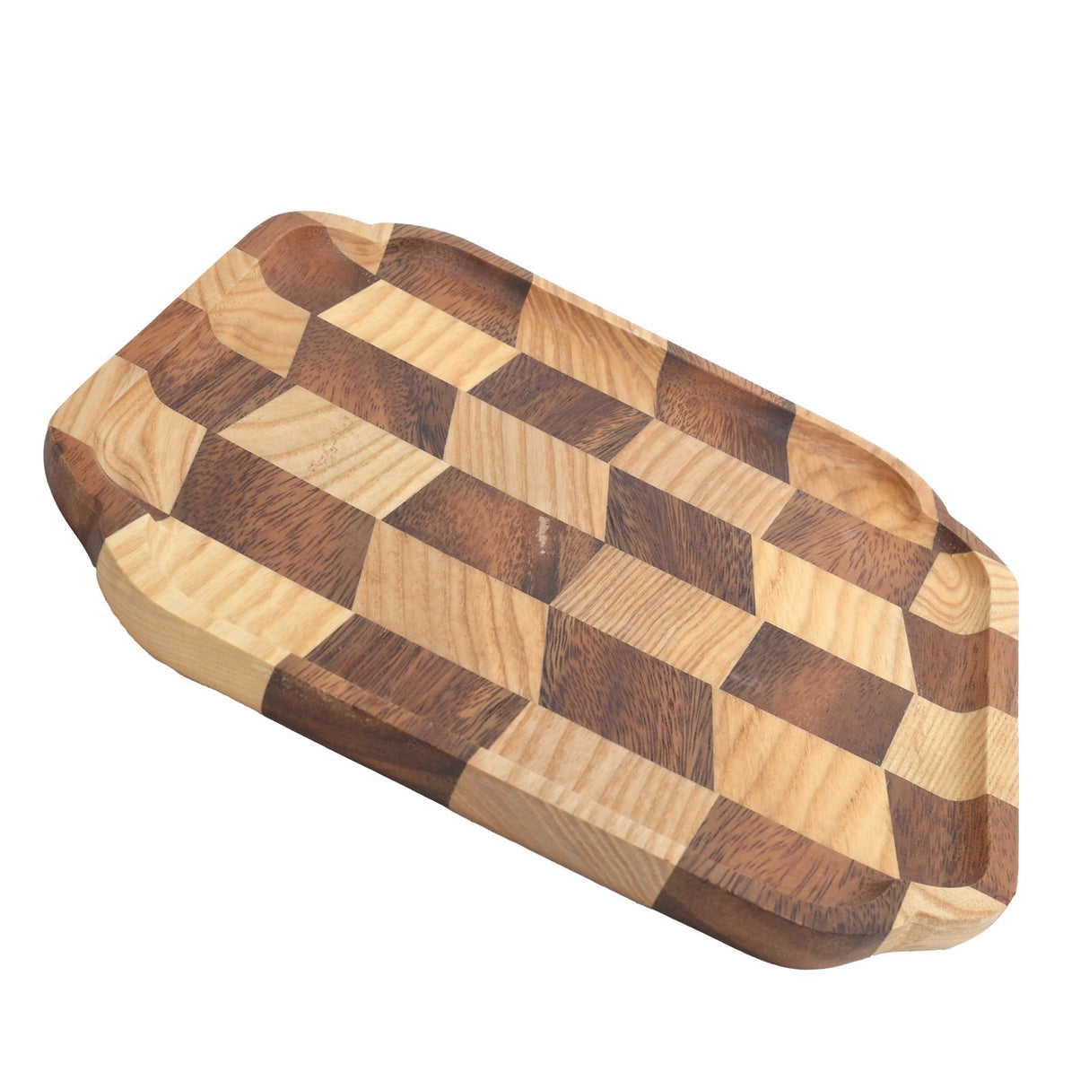 Wooden Pan Tea Tray Dish Bowl Fruit Salad Bread Serving Plate Kitchen Tableware25x25cm