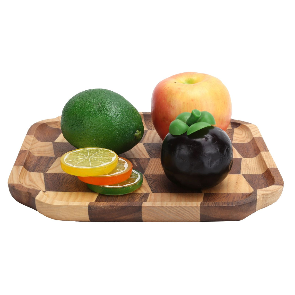 Wooden Pan Tea Tray Dish Bowl Fruit Salad Bread Serving Plate Kitchen Tableware25x25cm