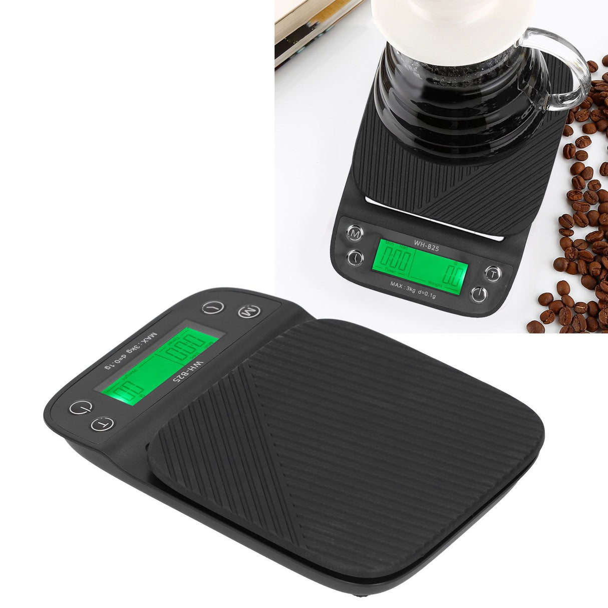 Coffee Kitchen Scale with Timer Food Baking 3KG Maximum Load LED Display Electronic Timing