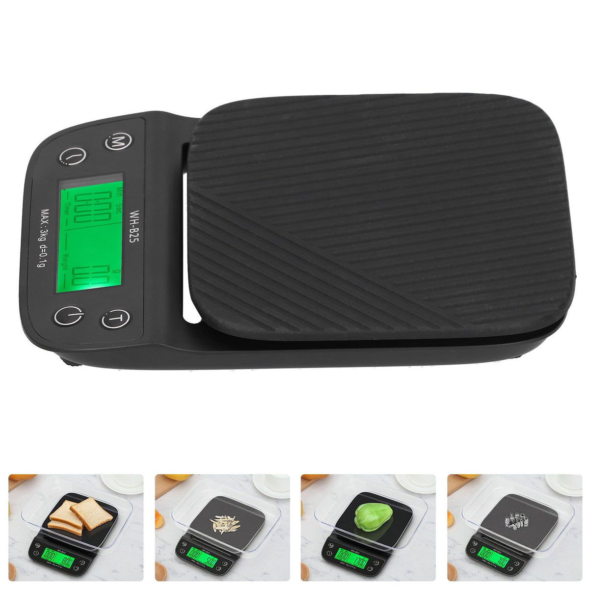 Coffee Kitchen Scale with Timer Food Baking 3KG Maximum Load LED Display Electronic Timing