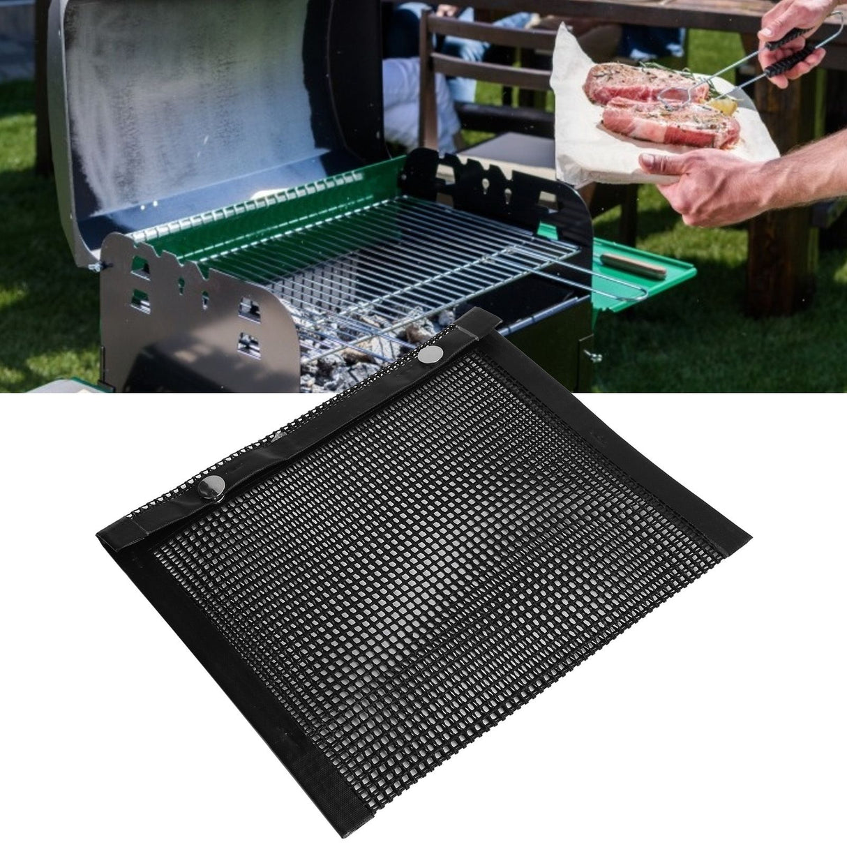 BBQ Grill Mesh Bag Non Stick High Temperature Resistance Grilling PTFE Bag for Outdoor Picnic