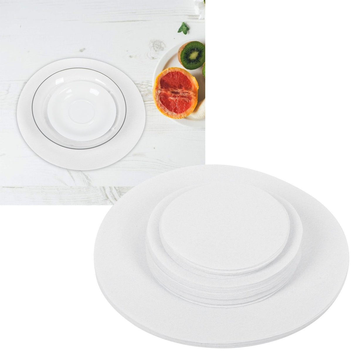 Felt Dish Protection Pad AntiFriction Storage Separator Insulation Mat Food Plate Porcelain Divider(White 48PCS)