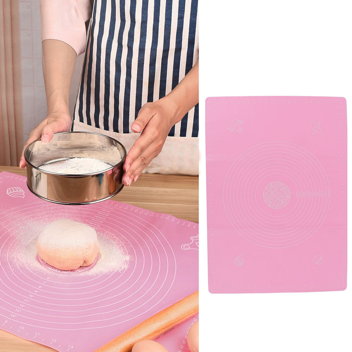 Silicone Knead Mat with Scale Chopping Board Nonslip Baking Tool Heat Resistant Oven Mat