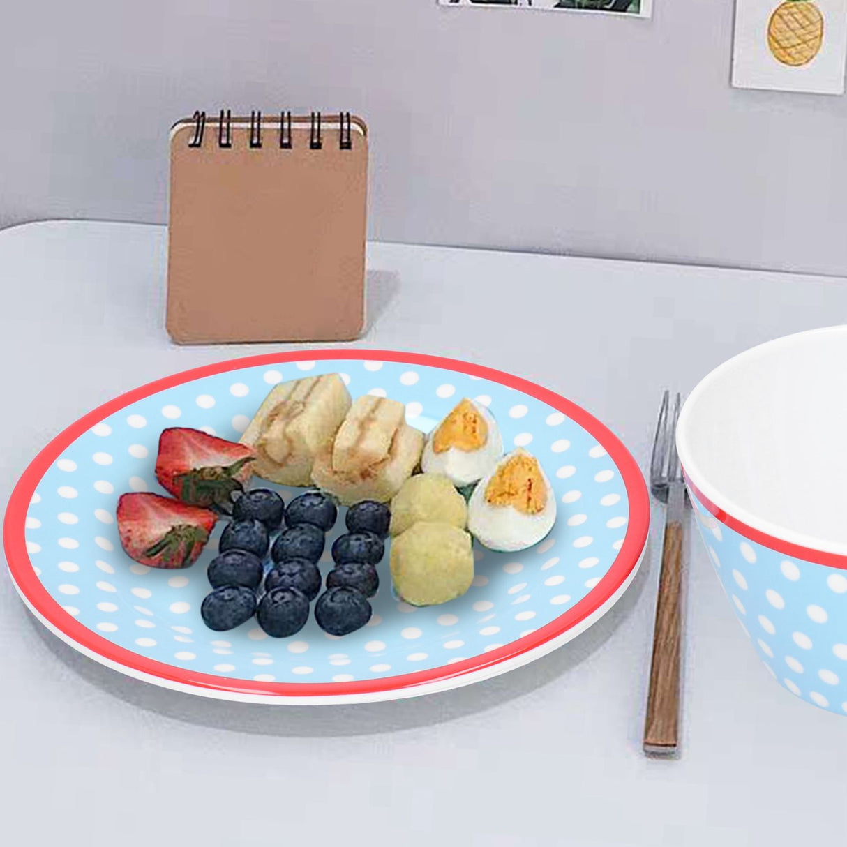 Bowl Dish Set Imitation Porcelain Fruit Salad Dessert Plate Dinnerware Tableware