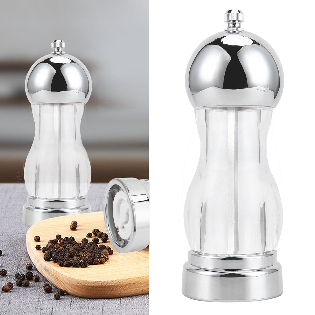 Salt Pepper Grinder Manual Seasoning Mill Shaker Round Acrylic Spice Jars Kitchen UtensilsSmall