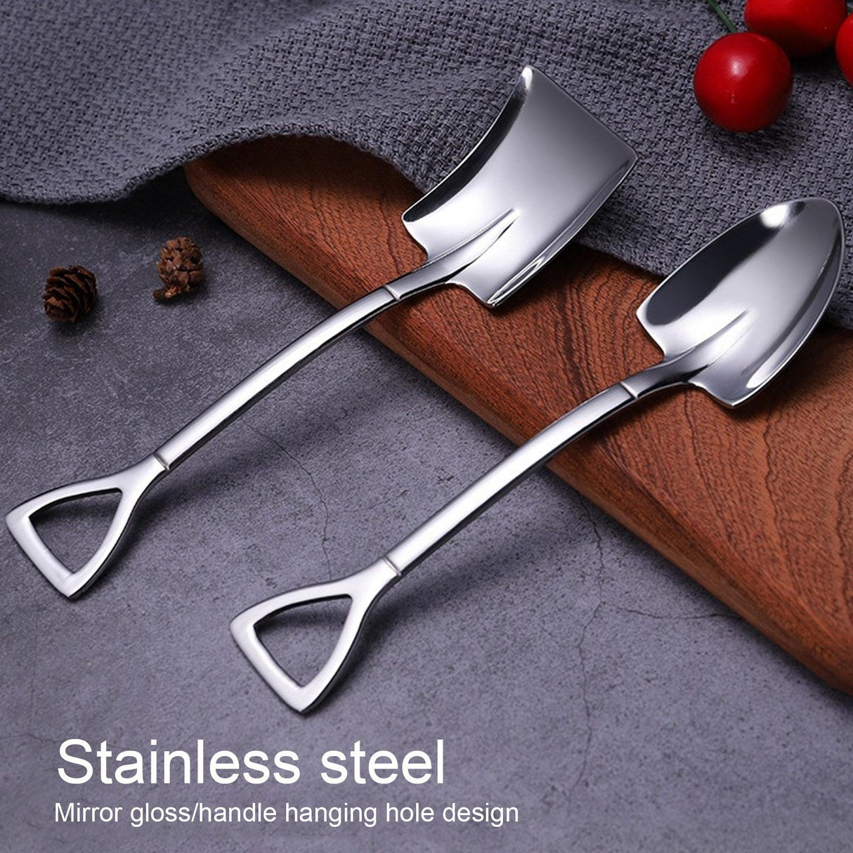 5pcs Dessert Coffee Spoons 304 Stainless Steel Ice Cream Dessert Cake Spoons SetSpoon