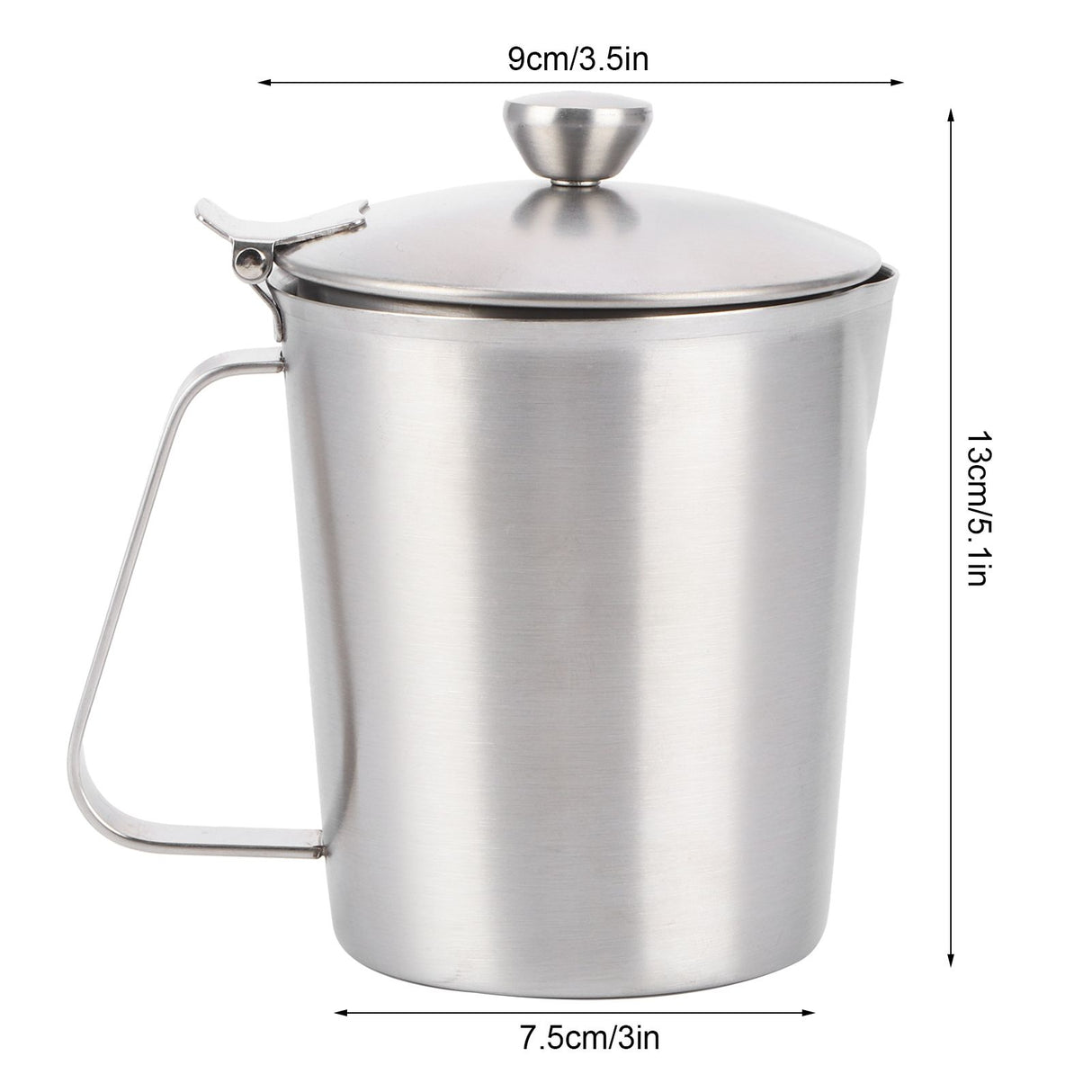 Coffee Latte Cup Thicken 304 Stainless Steel Measuring cup Milk Frothing Jug with Scale Cover500ml with Cover