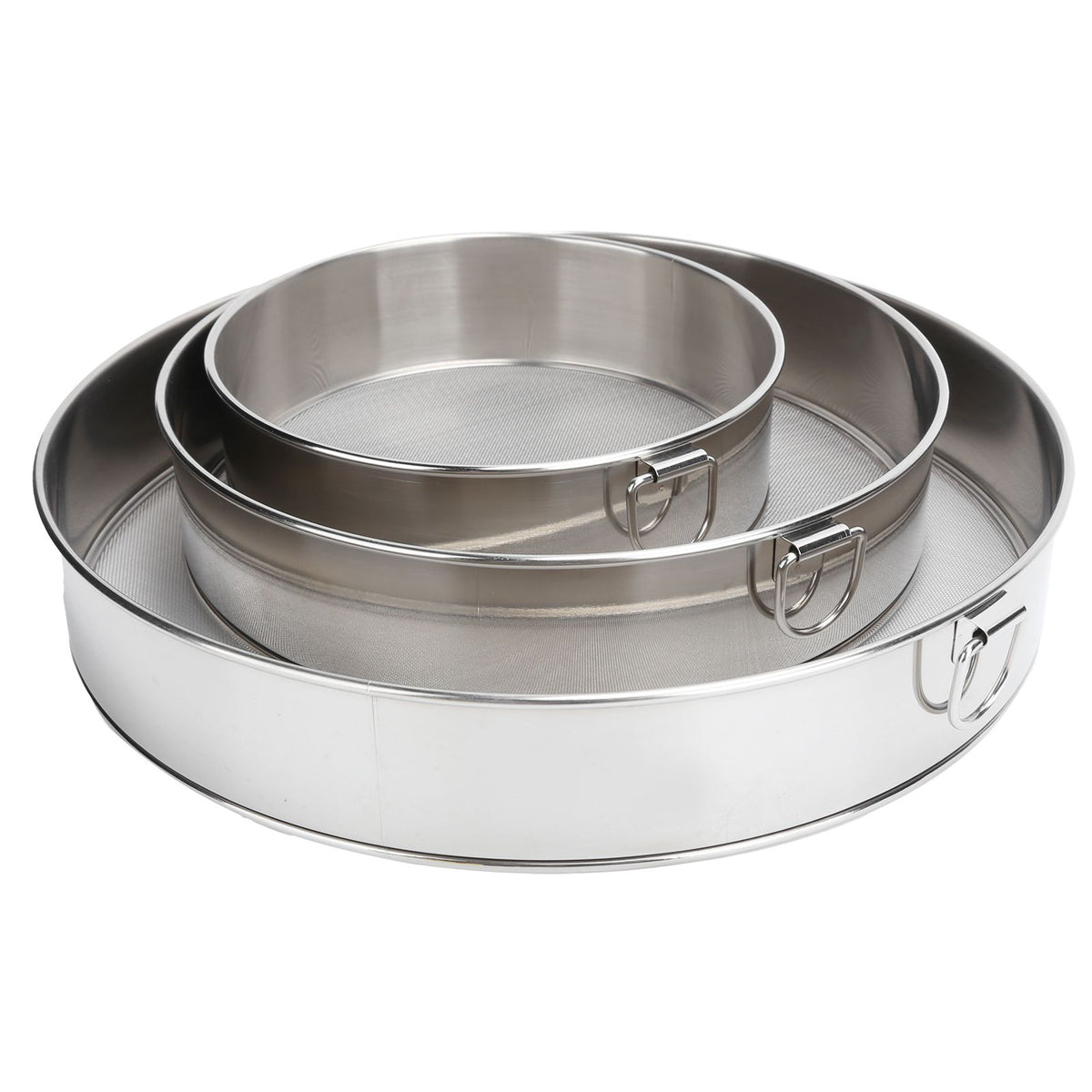 3Pcs Flour Sieve Set 304 Stainless Steel Round Flour Powder Filter Sifter Baking Utensil