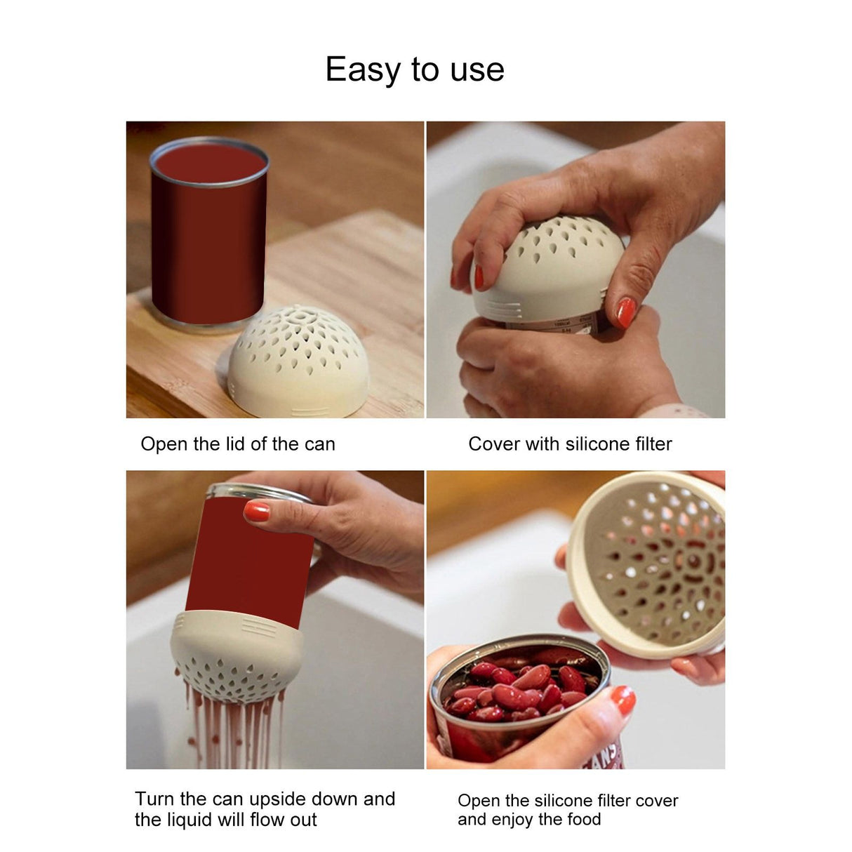 3Pcs Mini Colander Multi Purpose Silicone Can Filter Cover Strainer Kitchen Gadget