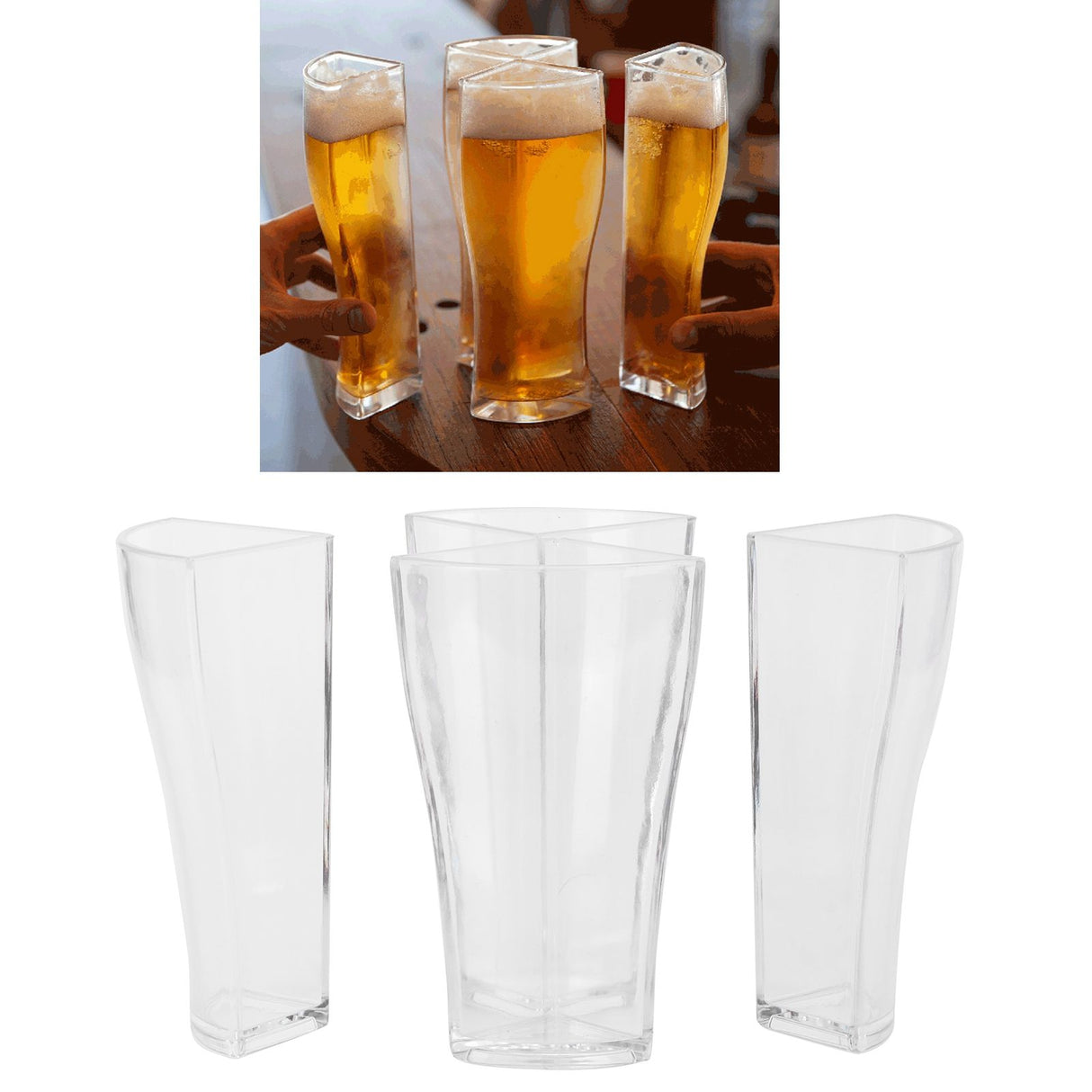 4in 1 Beer Glass Cups Mug Transparent Acrylic Wine Glass for Bar Club Party SuppliesL