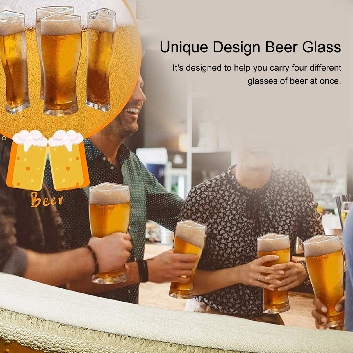 4in 1 Beer Glass Cups Mug Transparent Acrylic Wine Glass for Bar Club Party SuppliesL