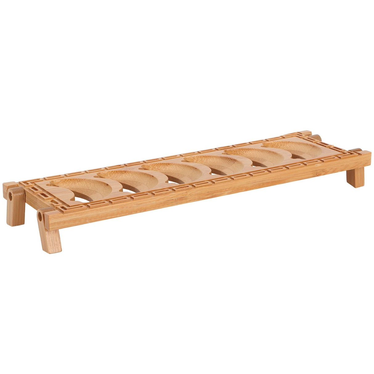 Bamboo Teacup Holder Shelf Tea Cup Draining Rack Organizer Tea Ceremony Accessories6 Grid