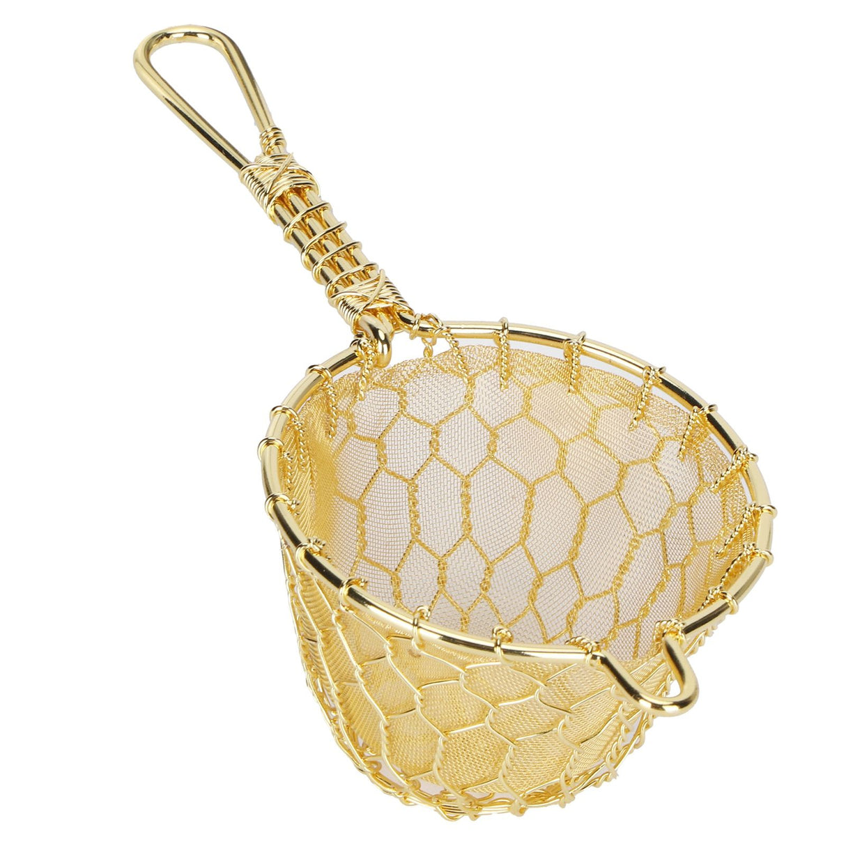 Copper Tea Infuser Strainer Reusable Loose Leaf Teapot Filter with Long Handle for Tea Maker
