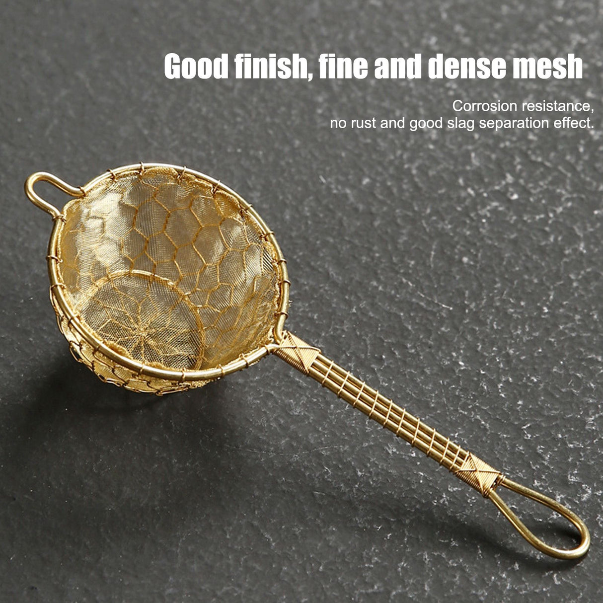 Copper Tea Infuser Strainer Reusable Loose Leaf Teapot Filter with Long Handle for Tea Maker
