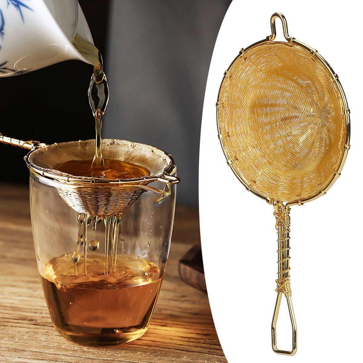 Tea Infuser Strainer Pure Copper Reusable Loose Leaf Teapot Filter for Home Office