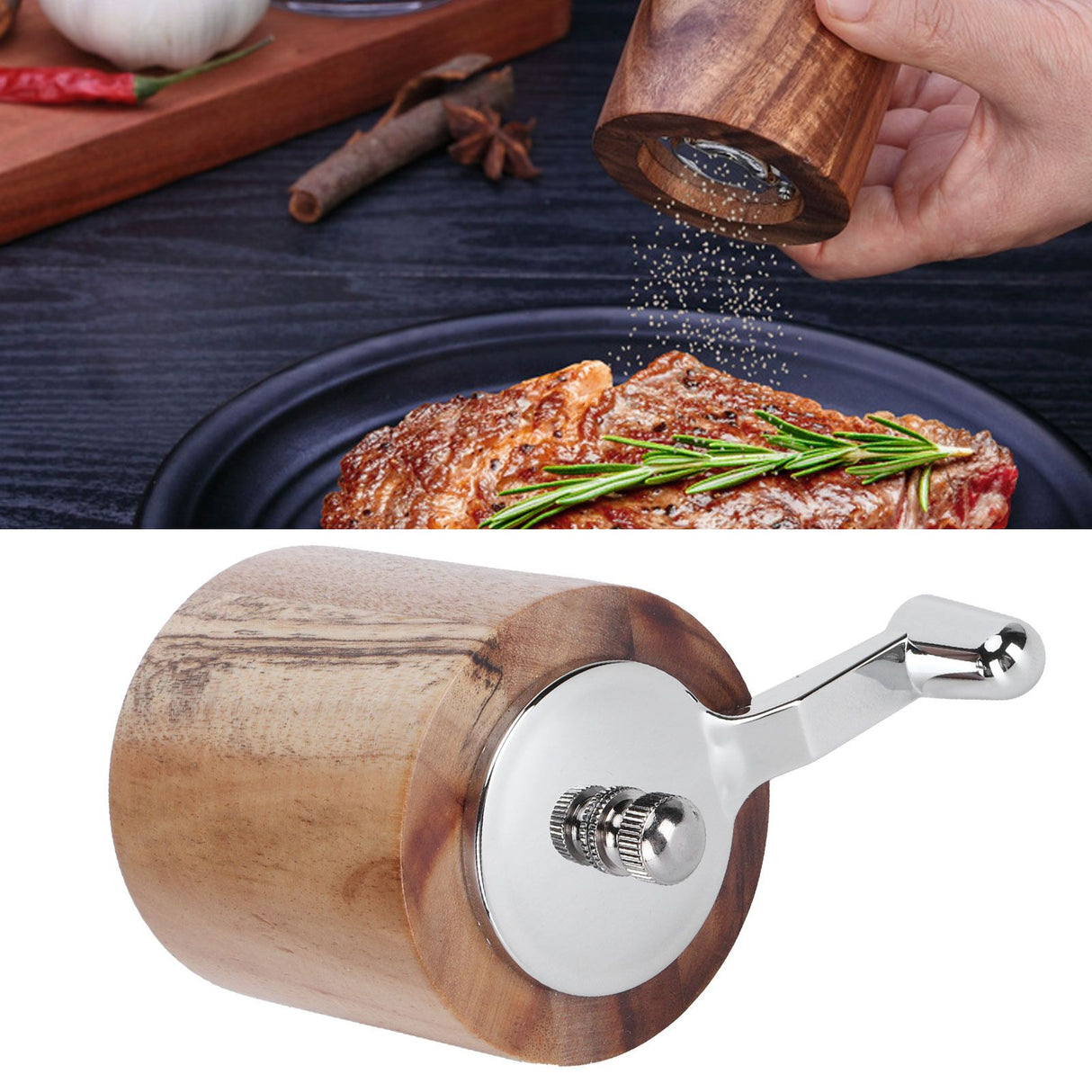 Manual Pepper Grinder Spices Mill Grinding Tool with Long Crank for Home Restaurant