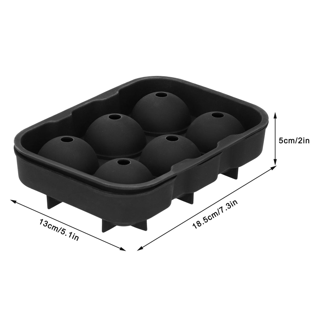 6 Cavity DIY Ice Cubes Mold Ice Ball Maker Mould Tray for Bar Party Cocktail Use Black