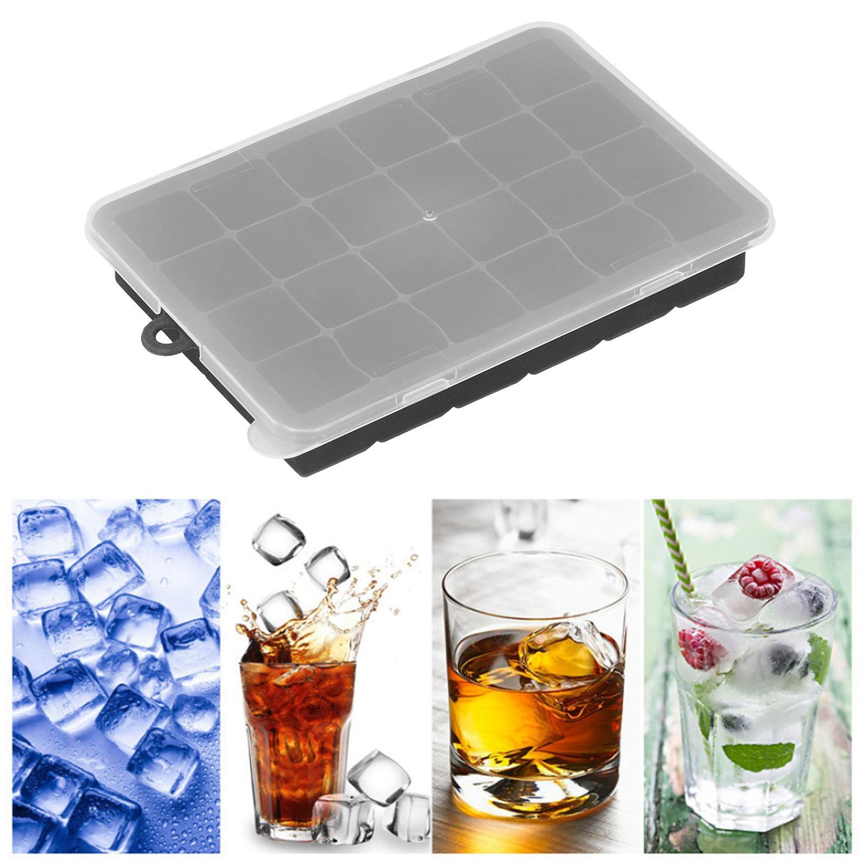 24 Grid Silicone Ice Cubes Maker Mold Square DIY Ice Maker Kitchen Bar Drinking Accessories