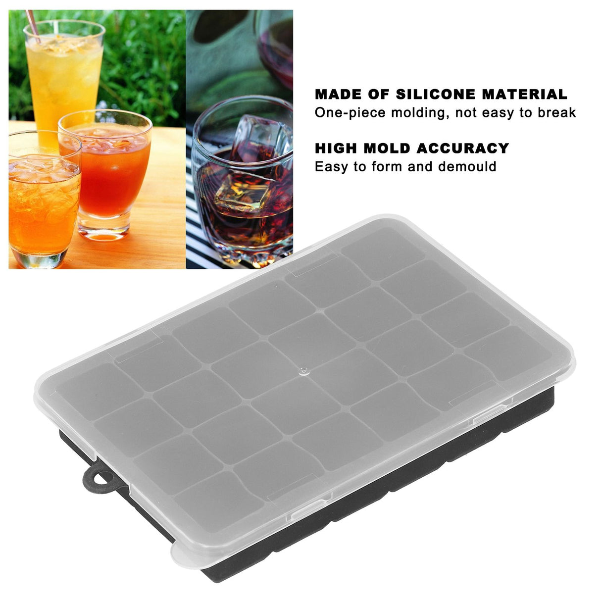 24 Grid Silicone Ice Cubes Maker Mold Square DIY Ice Maker Kitchen Bar Drinking Accessories