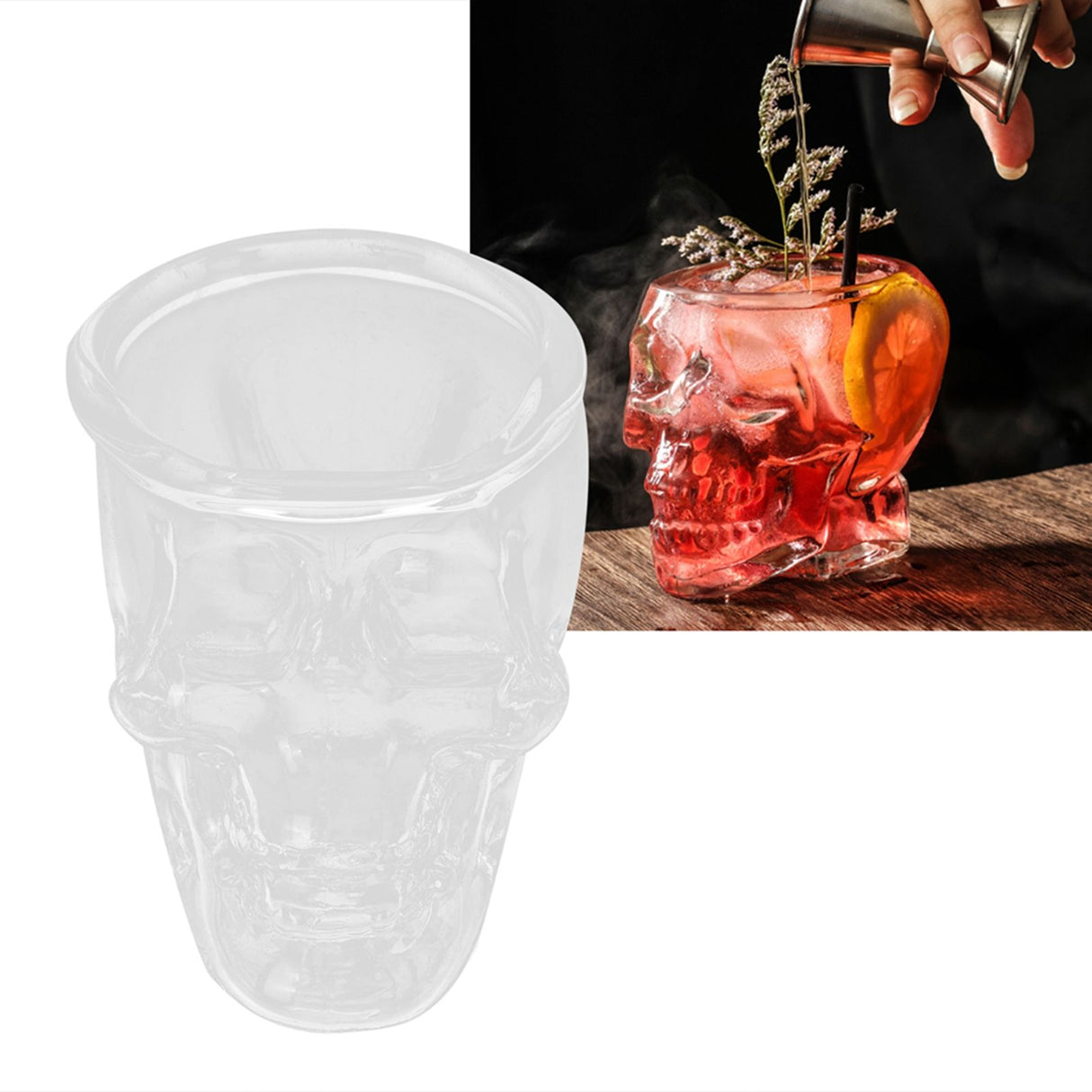 Glass Cup Innovative Transparent SkullHead Cup Glass Ware Drinkware for Wine Cocktail