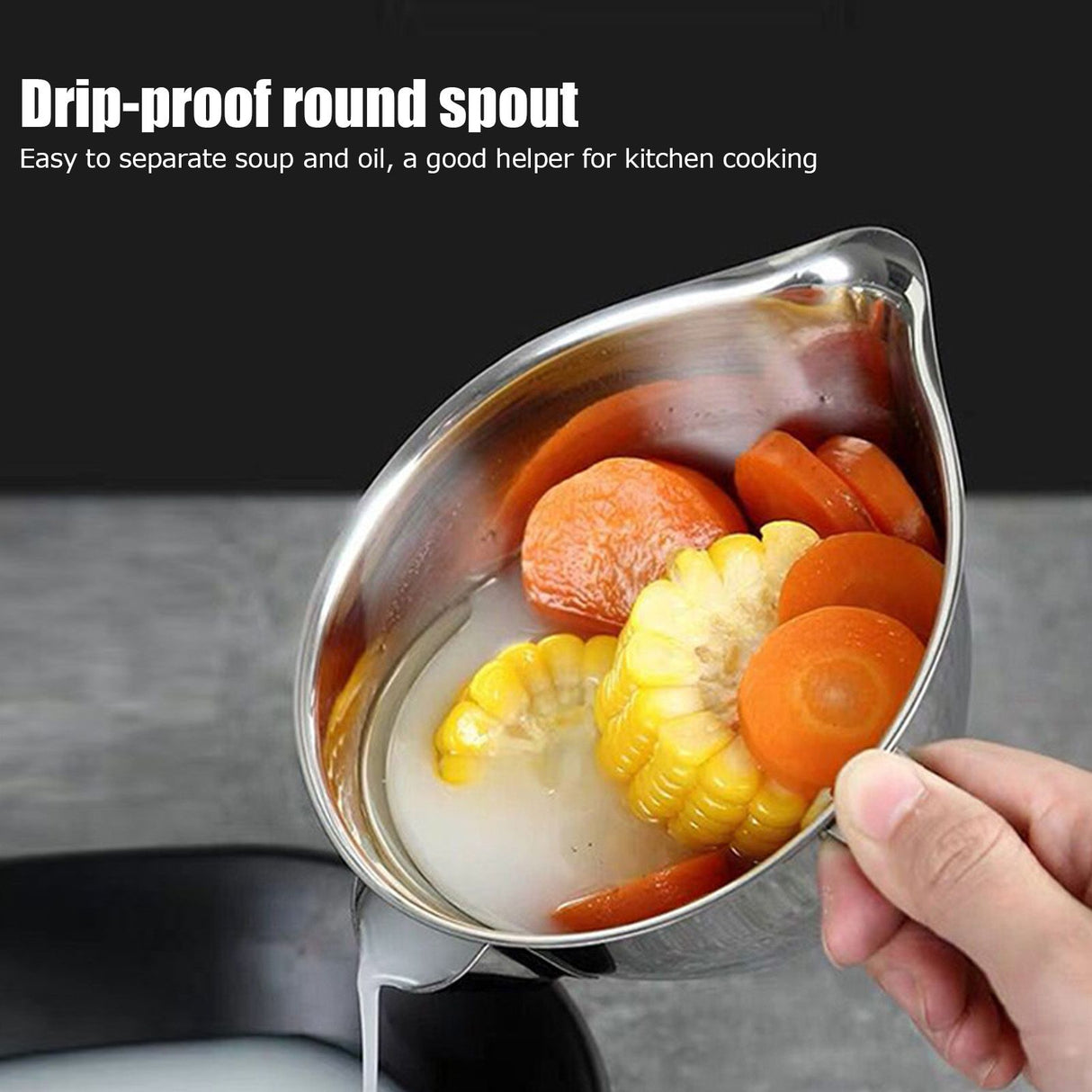 Oil Fat Separator 304 Stainless Steel Oil Grease Filter Strainer Kitchen Accessory