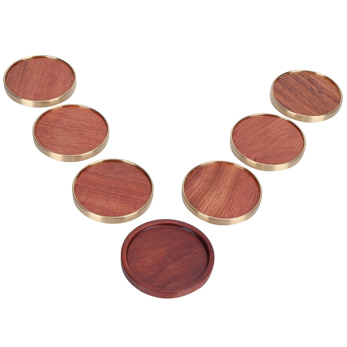 Wooden Tea Cup Mat Insulation Desktop Cup Pad Set with Base Tray Tea Ceremony AccessoriesRosewood