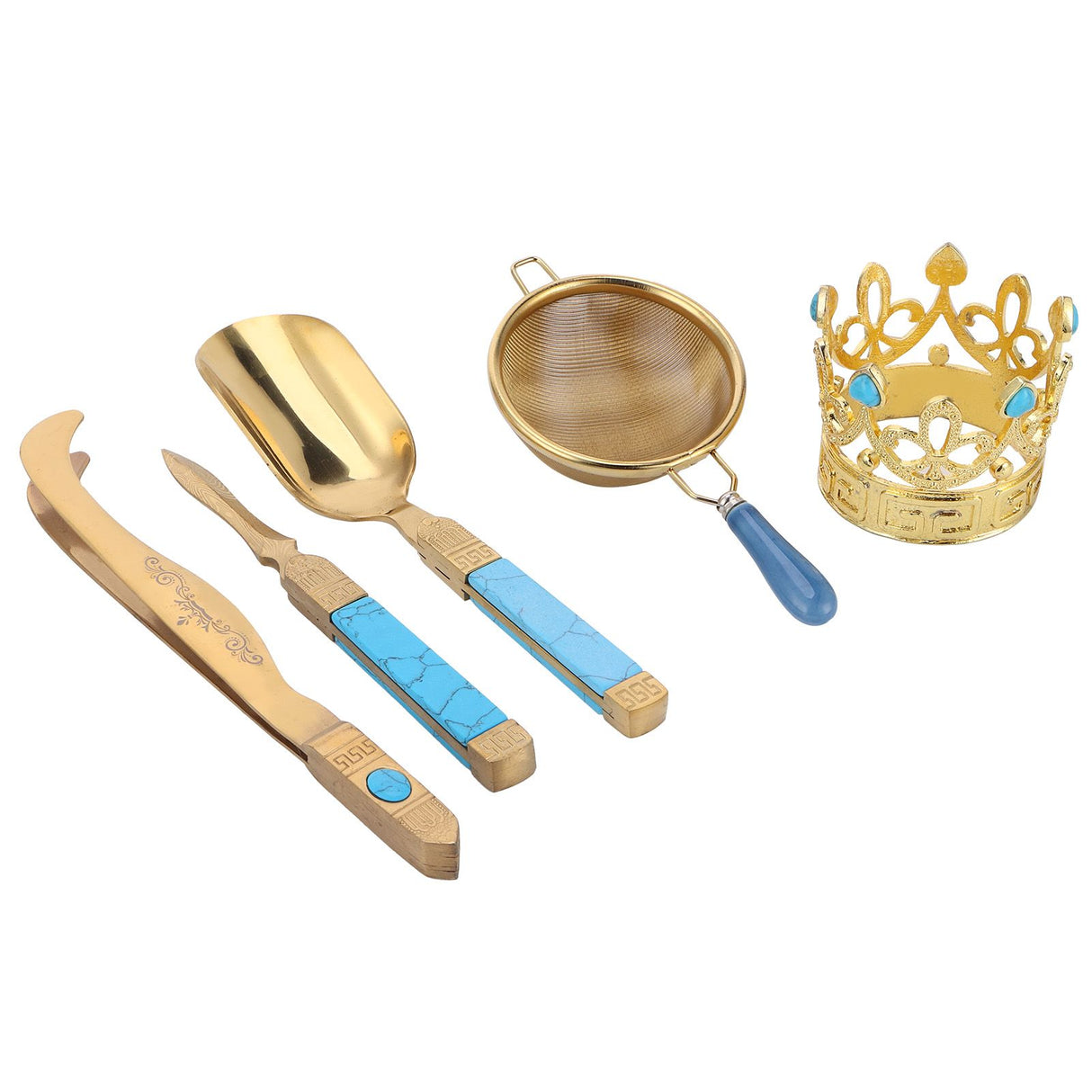 Tea Ceremony Set 304 Stainless Steel Tea Spoon Needle Clip Filter Kit Kung Fu Tea Accessory Gold