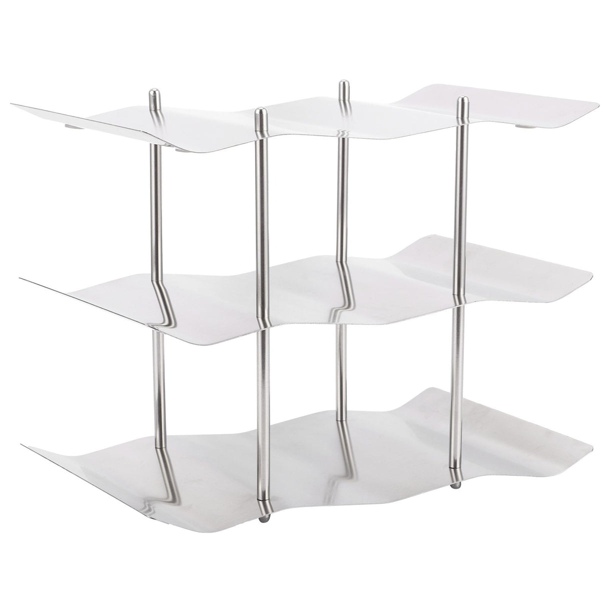 3‑Tier Stainless Steel Wine Rack Freestanding Wavy Wine Holder Display Shelf Kitchen Accessories