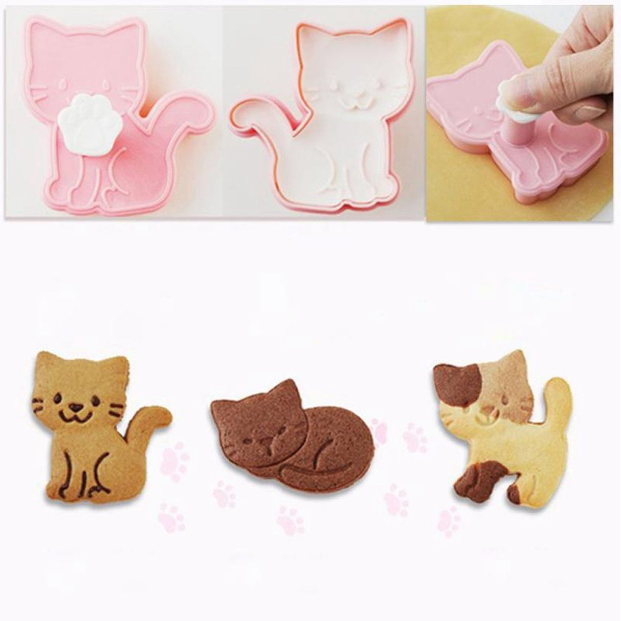 3pcs Cartoon Cat Shaped Cookies Molds DIY Baking Biscuit Mold Set Baking Accessory