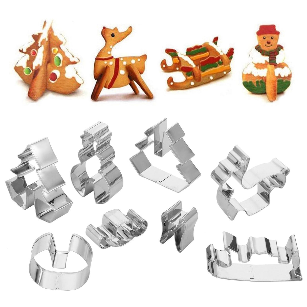 8Pcs Cookies Cutter Set Large Size Christmas Biscuits Mold Cutting Tool Baking Accessories