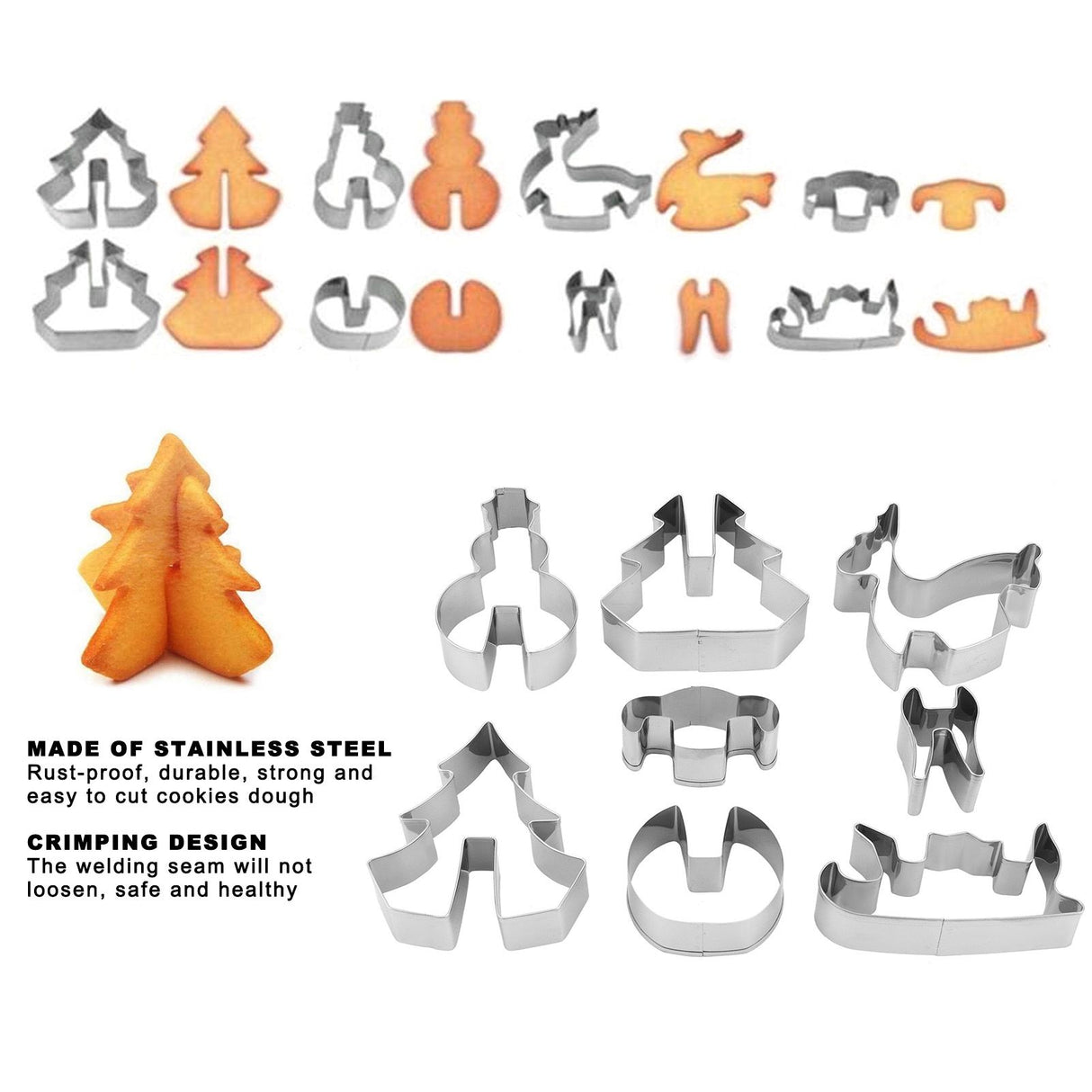 8Pcs Cookies Cutter Set Large Size Christmas Biscuits Mold Cutting Tool Baking Accessories