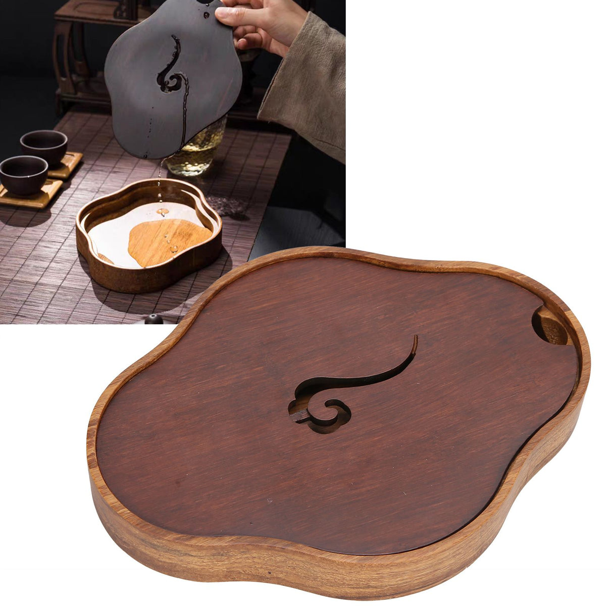 Bamboo Tea Tray Chinese Style Teaboard Serving Tray Box for Kungfu Tea Set Tearoom Supplies