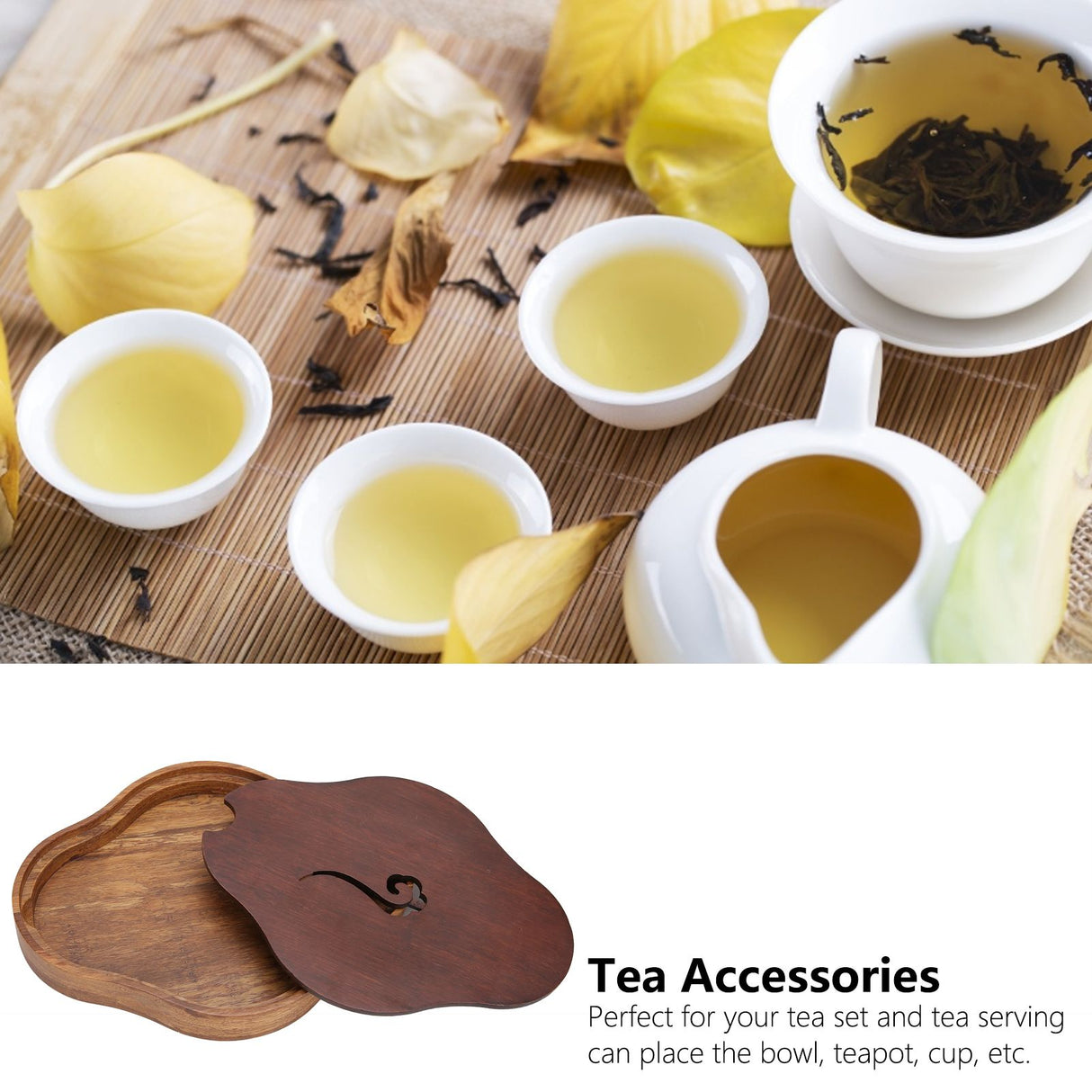 Bamboo Tea Tray Chinese Style Teaboard Serving Tray Box for Kungfu Tea Set Tearoom Supplies