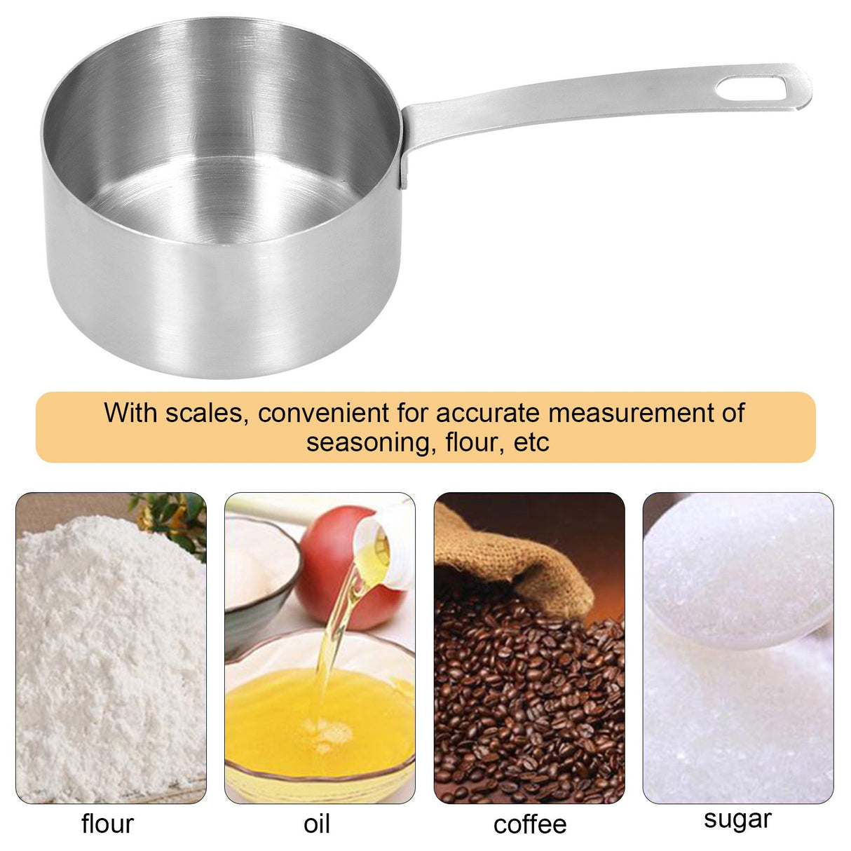 304 Stainless Steel Measuring Cup Kitchen Baking Measuring Spoon with Scale Cooking Accessories1/4cup
