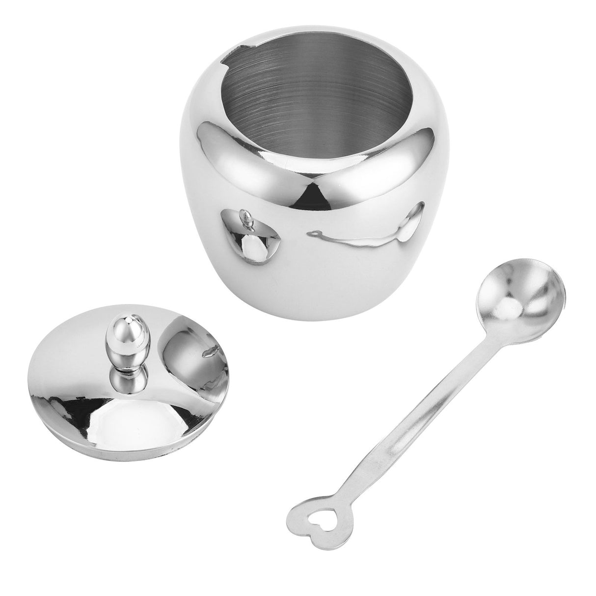 304 Stainless Steel Sugar Bowl with Lip Spoon Home Kitchen Salt Pepper Spices Bowl