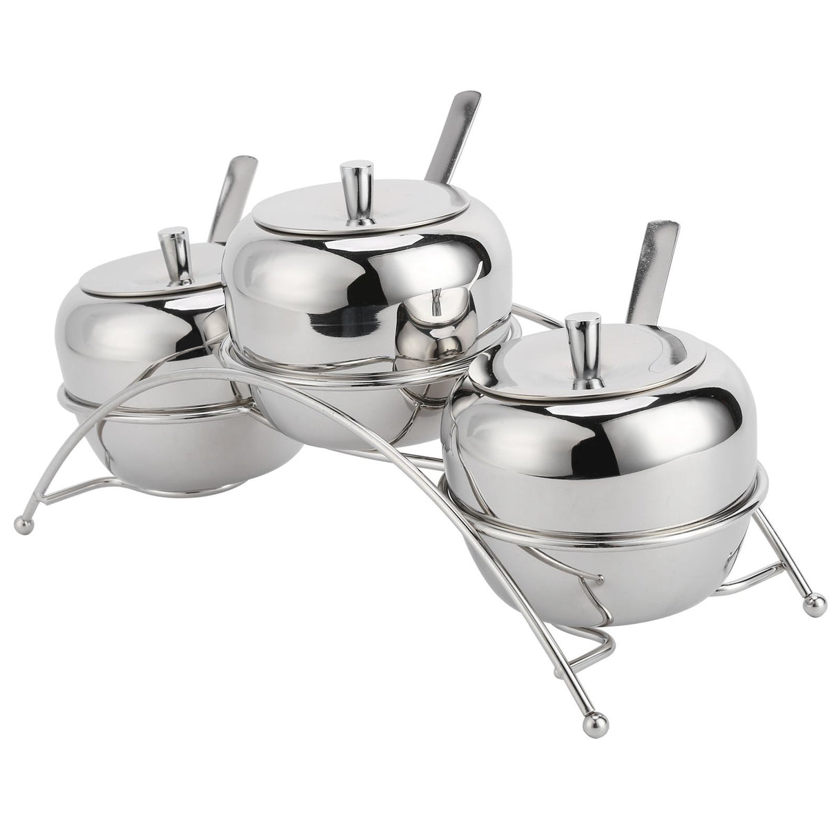 Stainless Steel Condiment Seasoning Containers Pots Set Salt Pepper Sugar Storage Organizers