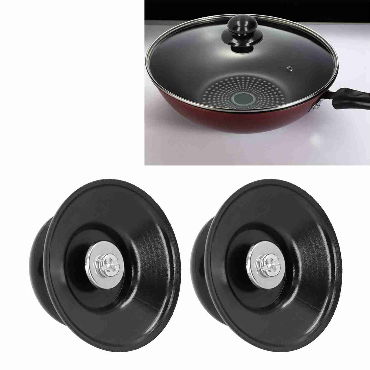 2Pcs Pot Lid Knob with Screws Universal Pan Cover Handle Accessory for Kitchen Cookware
