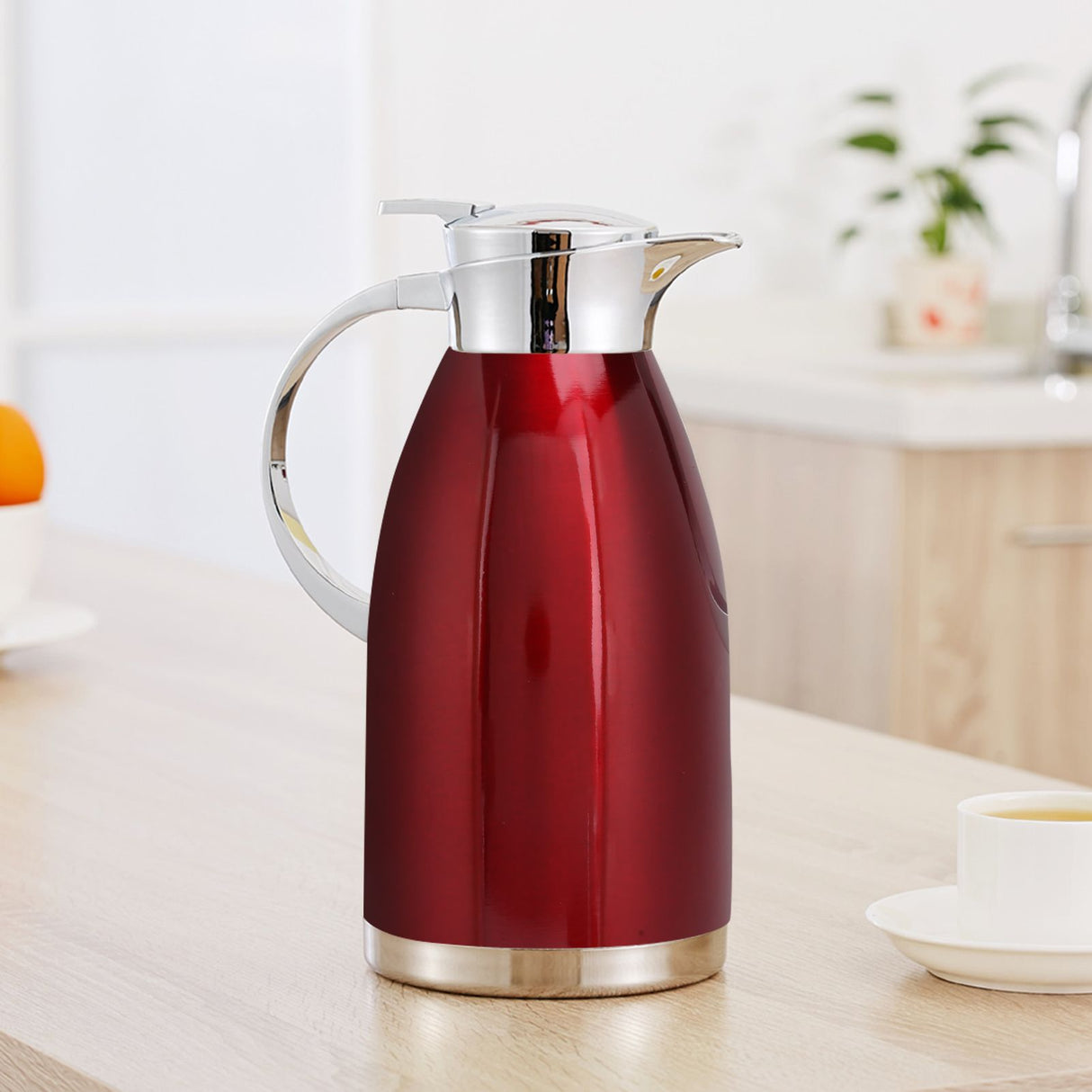 2L Thermal Jug DoubleWall Stainless Steel Vacuum Insulation Kettle for Coffee Tea(Red )