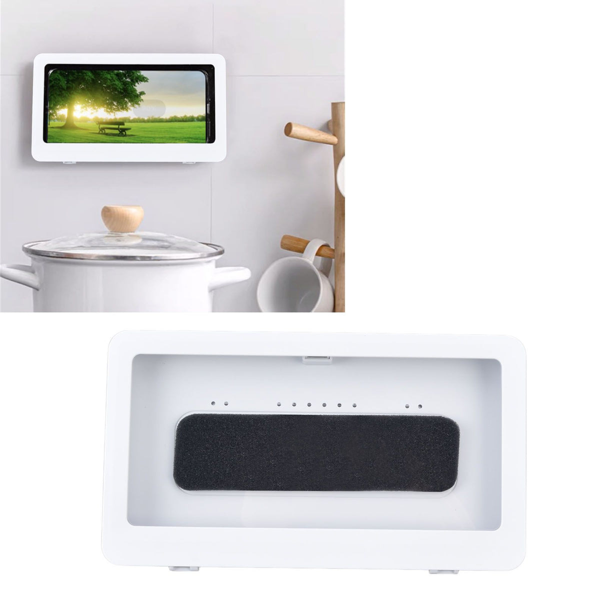 Bathroom Mobile Phone Shell Waterproof Anti Fog Touchable Screen Shower Phone Holder for KitchenWhite